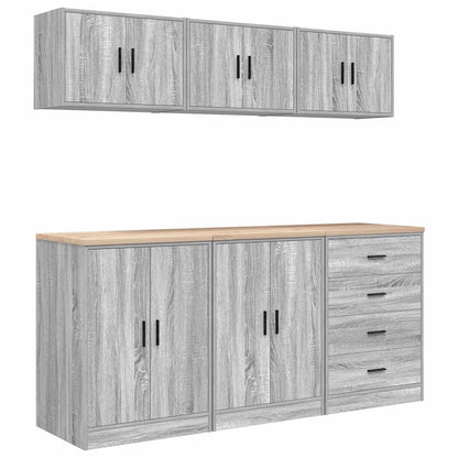 Garage Cabinets 6 pcs Grey Sonoma Engineered Wood