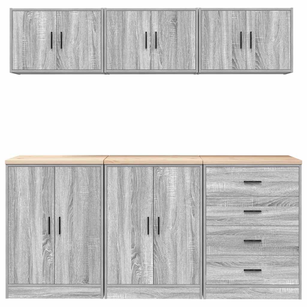 Garage Cabinets 6 pcs Grey Sonoma Engineered Wood