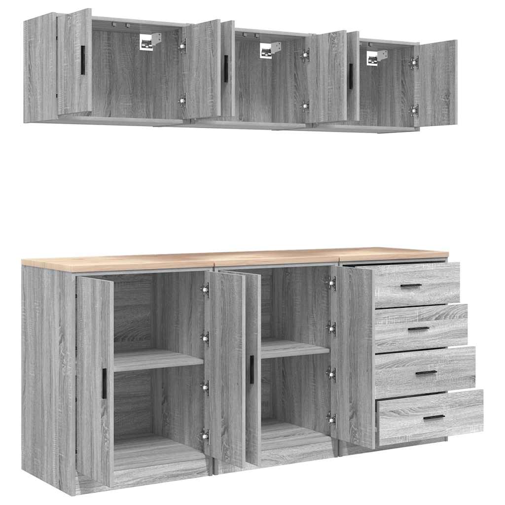 Garage Cabinets 6 pcs Grey Sonoma Engineered Wood