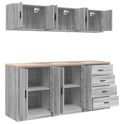 Garage Cabinets 6 pcs Grey Sonoma Engineered Wood