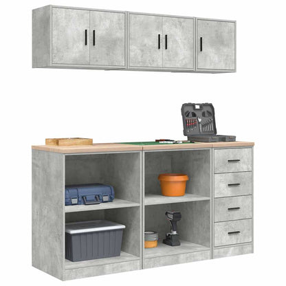 Garage Cabinets 6 pcs Concrete Grey Engineered Wood