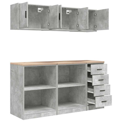 Garage Cabinets 6 pcs Concrete Grey Engineered Wood