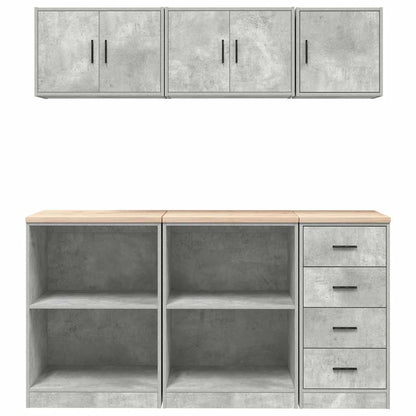 Garage Cabinets 6 pcs Concrete Grey Engineered Wood