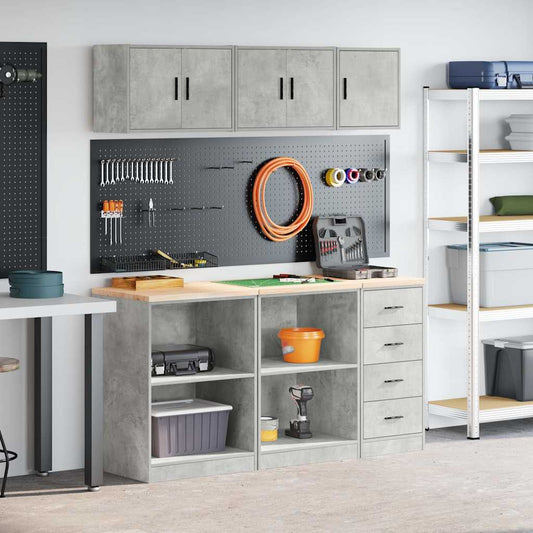 Garage Cabinets 6 pcs Concrete Grey Engineered Wood