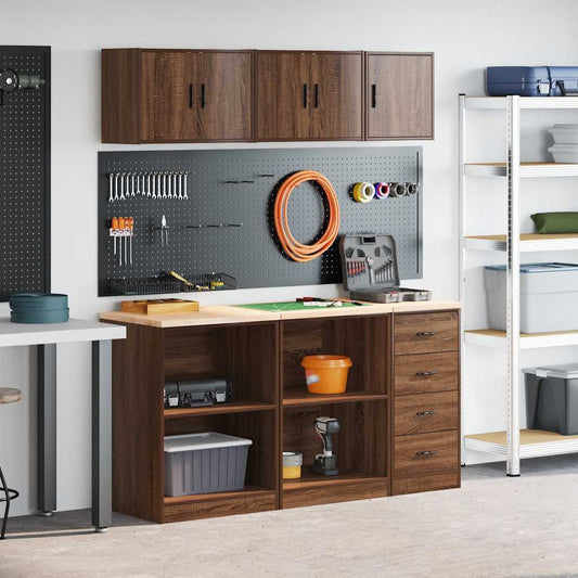 Garage Cabinets 6 pcs Brown Oak Engineered Wood