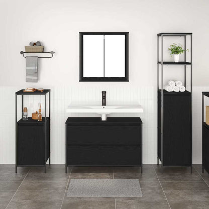 Bathroom Furniture Set with Shelf with Storage 3 pcs Black oak