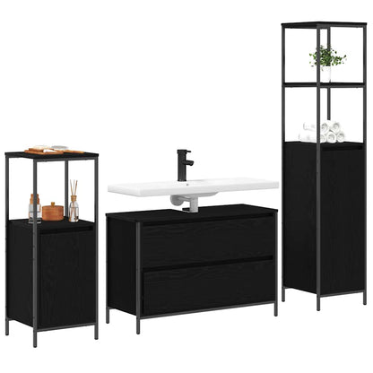 Bathroom Furniture Set with Shelf with Storage 3 pcs Black oak