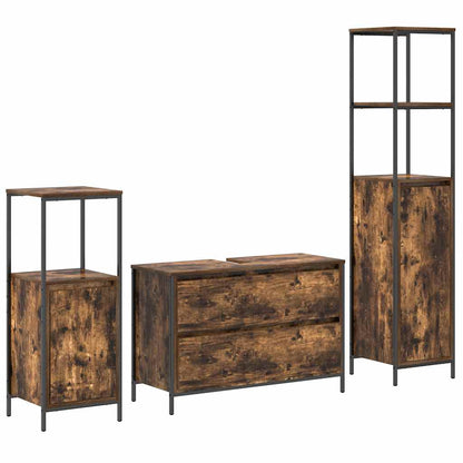 Bathroom Furniture Set 3 pcs Smoked oak 90 x 34.5 x 60 cm