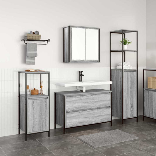 Bathroom Furniture Set 3 pcs Grey sonoma 90 x 34.5 x 60 cm