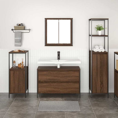 Bathroom Furniture Set 3 pcs Brown oak 90 x 34.5 x 60 cm