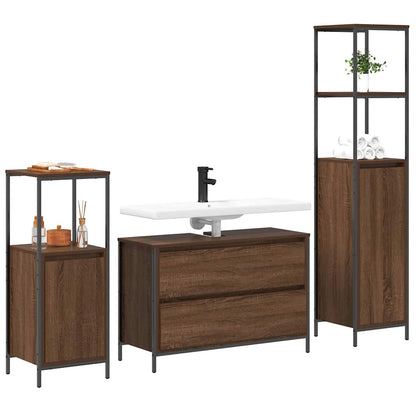 Bathroom Furniture Set 3 pcs Brown oak 90 x 34.5 x 60 cm