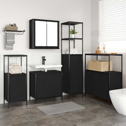 Bathroom Furniture Set with Shelf 5 pcs Black 76.5 x 35 x 95 cm