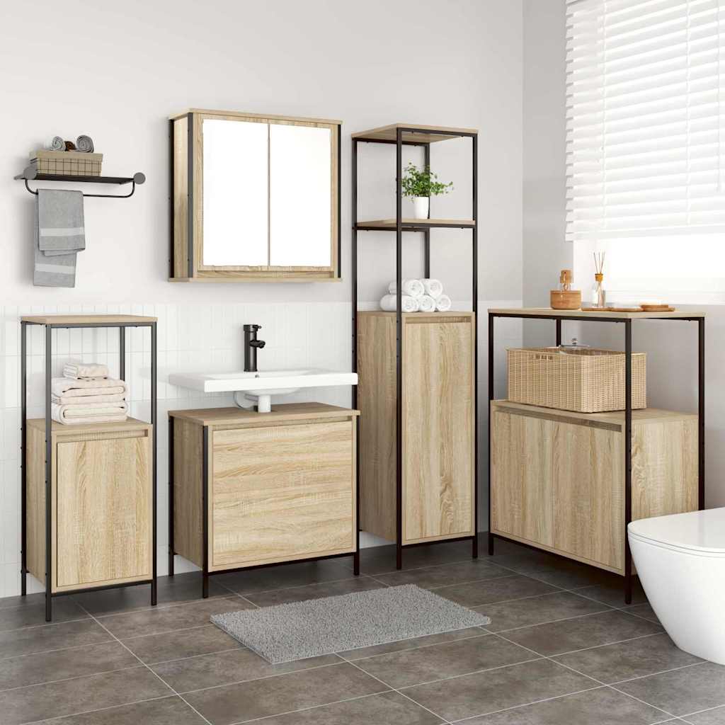 Bathroom Furniture Set with Shelf 5 pcs Beige 76.5 x 35 x 95 cm