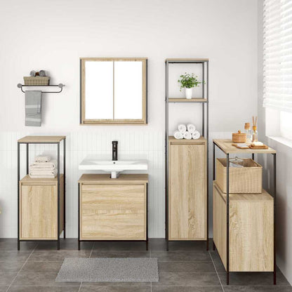 Bathroom Furniture Set with Shelf 5 pcs Beige 76.5 x 35 x 95 cm