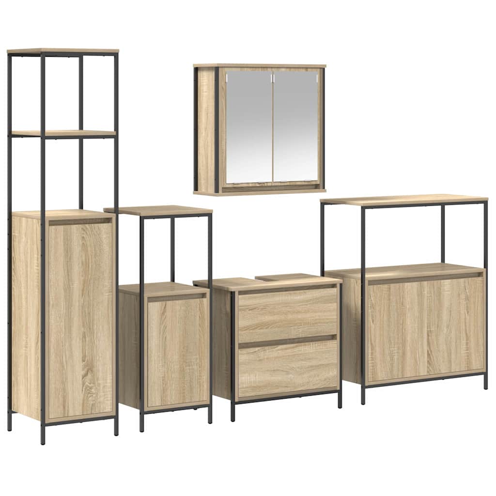Bathroom Furniture Set with Shelf 5 pcs Beige 76.5 x 35 x 95 cm