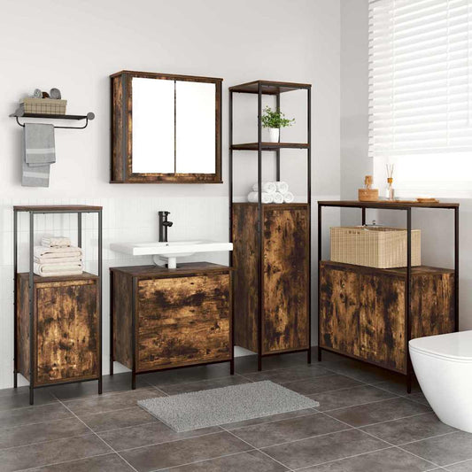 Bathroom Furniture Set with Shelf 5 pcs Brown 76.5 x 35 x 95 cm