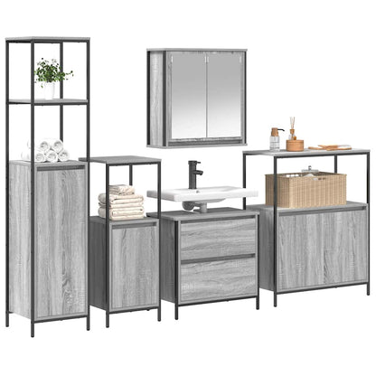 Bathroom Furniture Set with Shelf 5 pcs Grey 76.5 x 35 x 95 cm