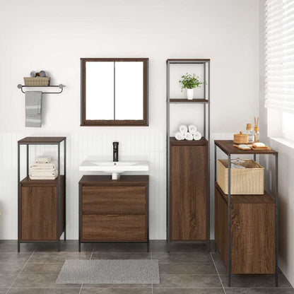 Bathroom Furniture Set with Shelf 5 pcs Brown 76.5 x 35 x 95 cm