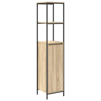 Bathroom Furniture Set with Shelf 5 pcs Sonoma oak and Black