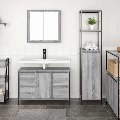 Bathroom Furniture Set with Drawer 2 pcs Grey sonoma and Black