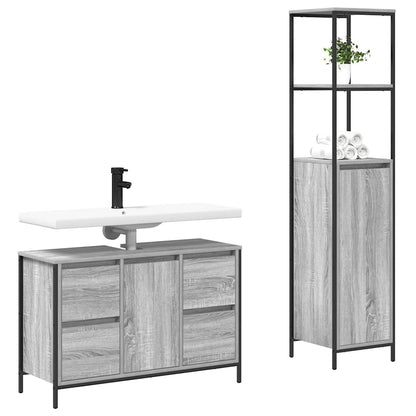 Bathroom Furniture Set with Drawer 2 pcs Grey sonoma and Black