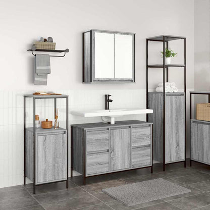 Bathroom Furniture Set with Drawer 3 pcs Grey sonoma and Black