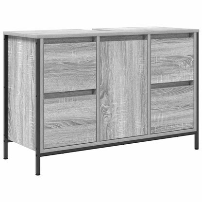Bathroom Furniture Set with Drawer 3 pcs Grey sonoma and Black