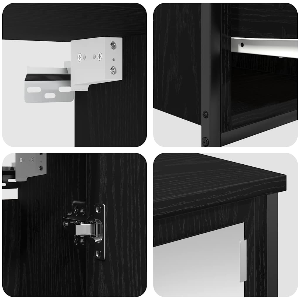 Bathroom Furniture Set with Shelf Wall-mounted 5 pcs Black oak
