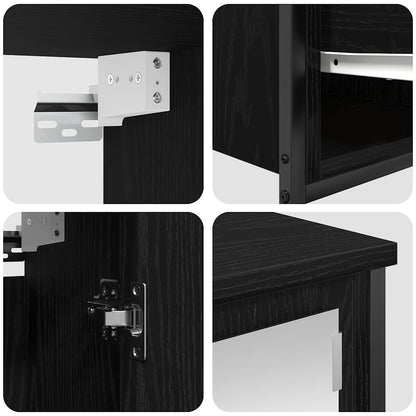 Bathroom Furniture Set with Shelf Wall-mounted 5 pcs Black oak