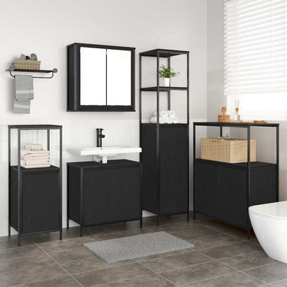 Bathroom Furniture Set with Shelf Wall-mounted 5 pcs Black oak