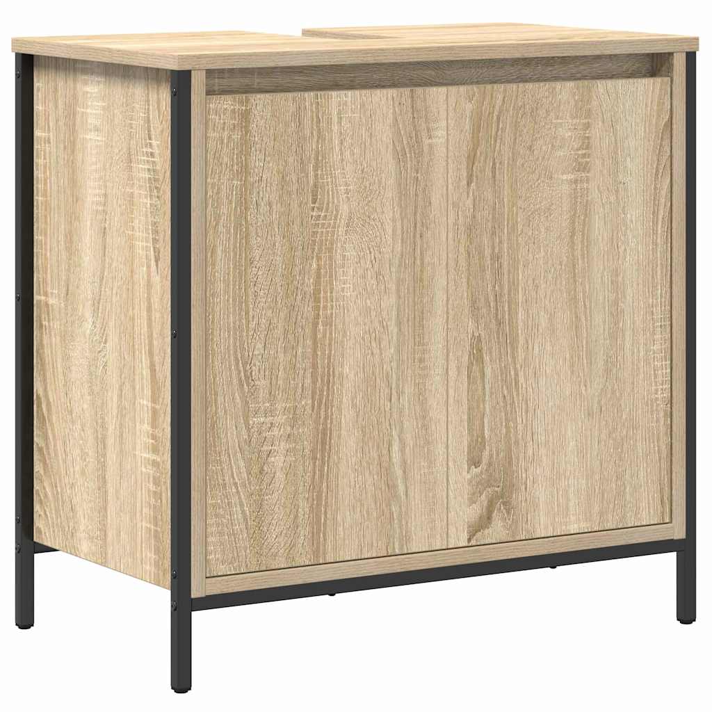 Bathroom Furniture Set with Shelf 3 pcs Sonoma oak and Black