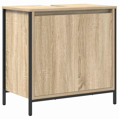 Bathroom Furniture Set with Shelf 3 pcs Sonoma oak and Black
