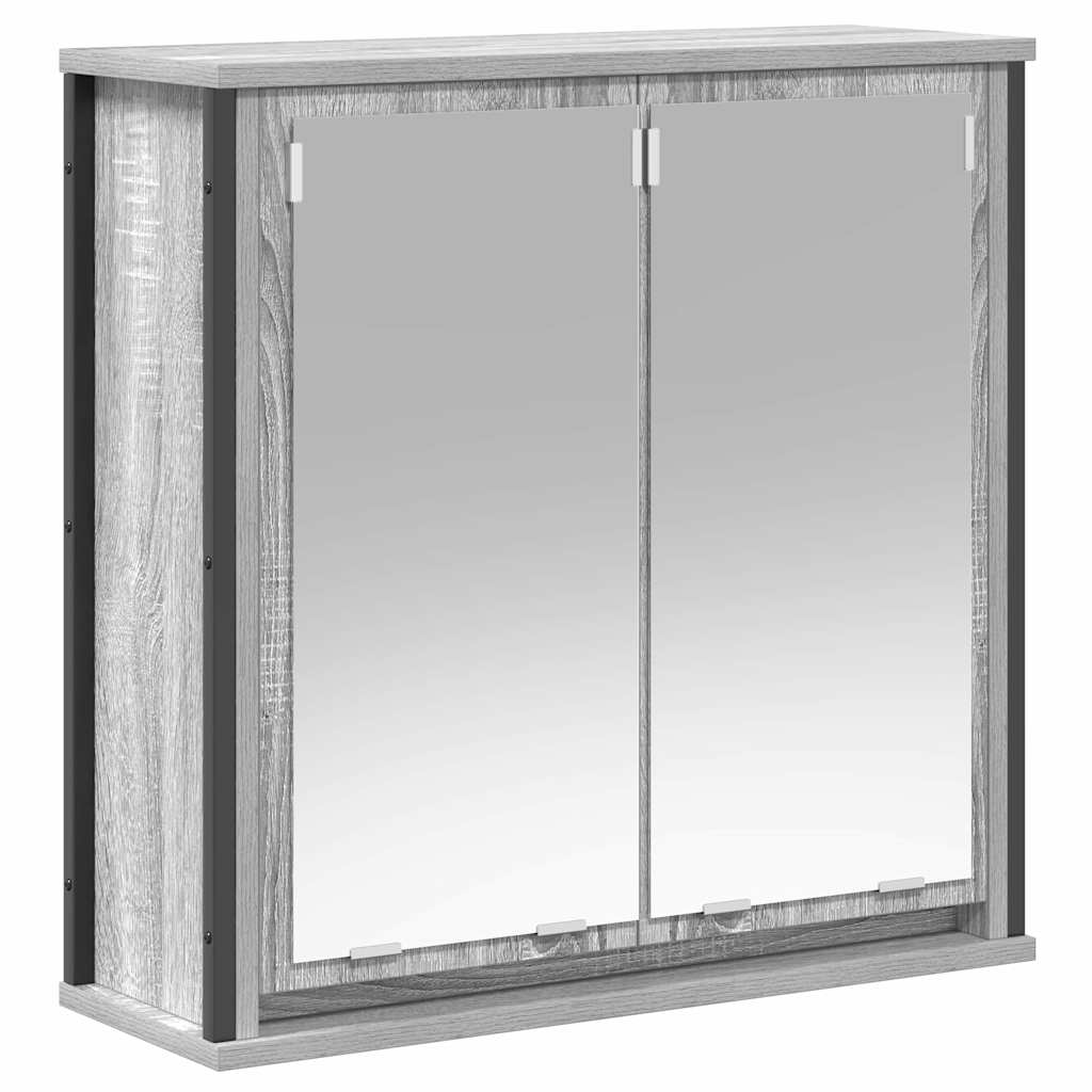 Bathroom Furniture Set with Shelf 5 pcs Grey sonoma and Black