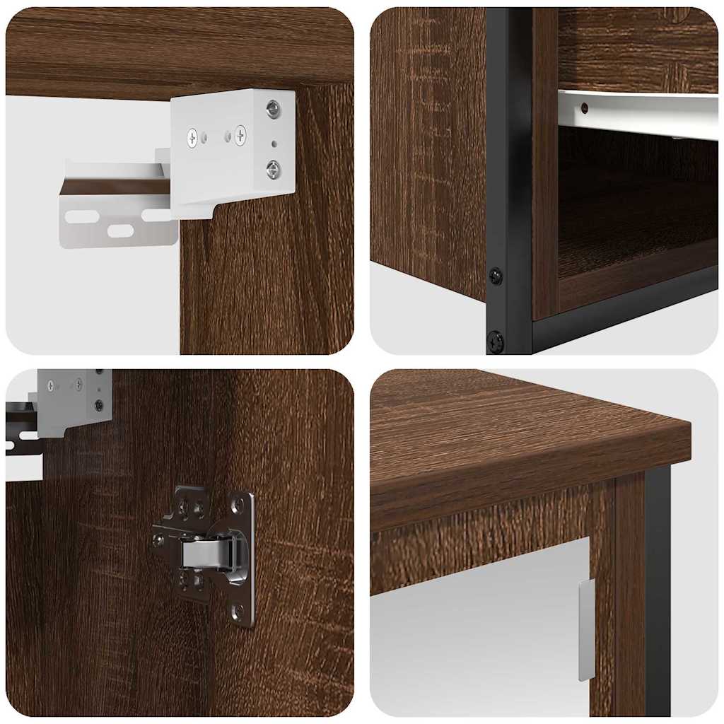 Bathroom Furniture Set with Shelf 5 pcs Brown oak and Black