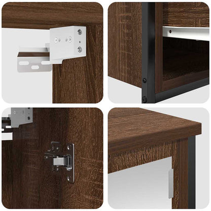 Bathroom Furniture Set with Shelf 5 pcs Brown oak and Black