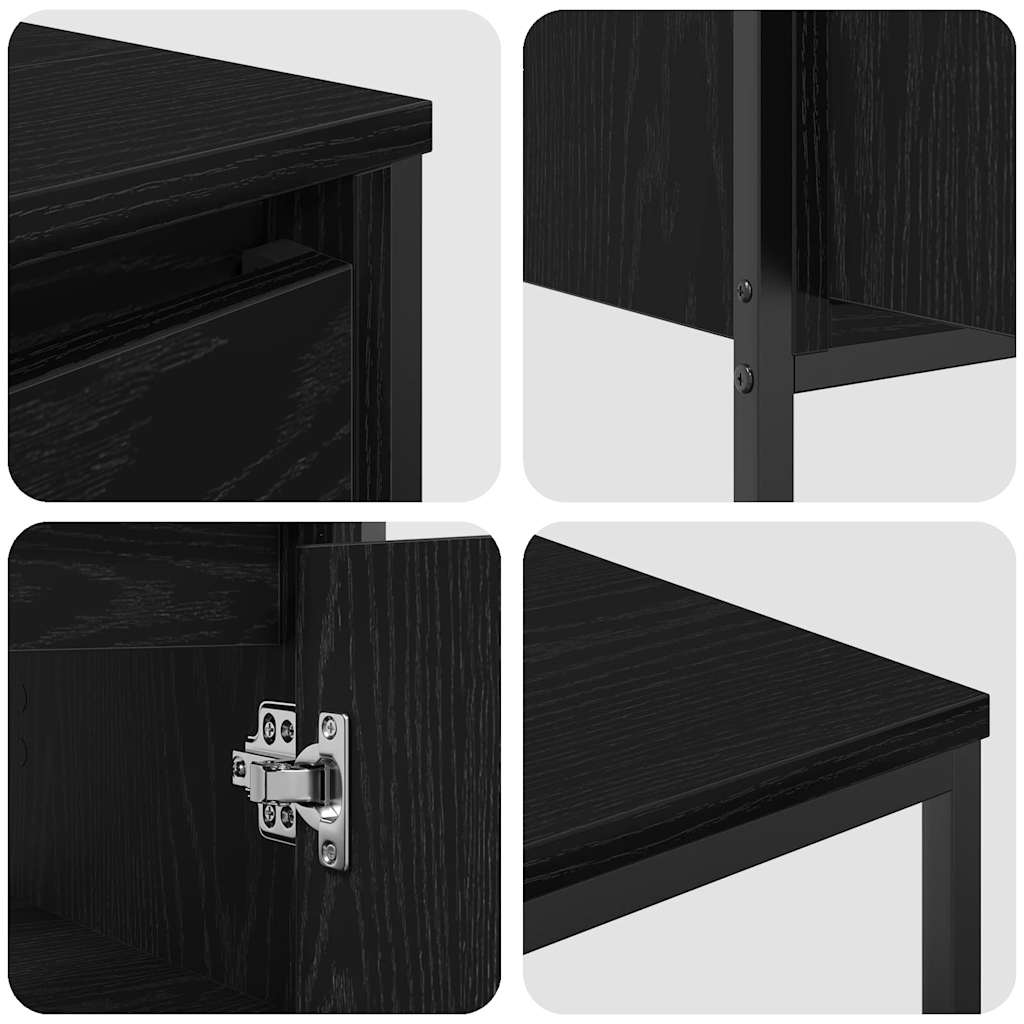 Bathroom Furniture Set with Shelf Wall-mounted 3 pcs Black oak