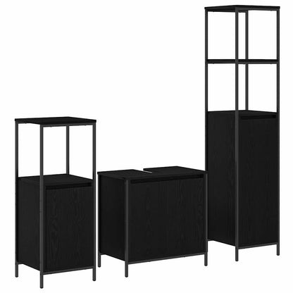 Bathroom Furniture Set with Shelf Wall-mounted 3 pcs Black oak