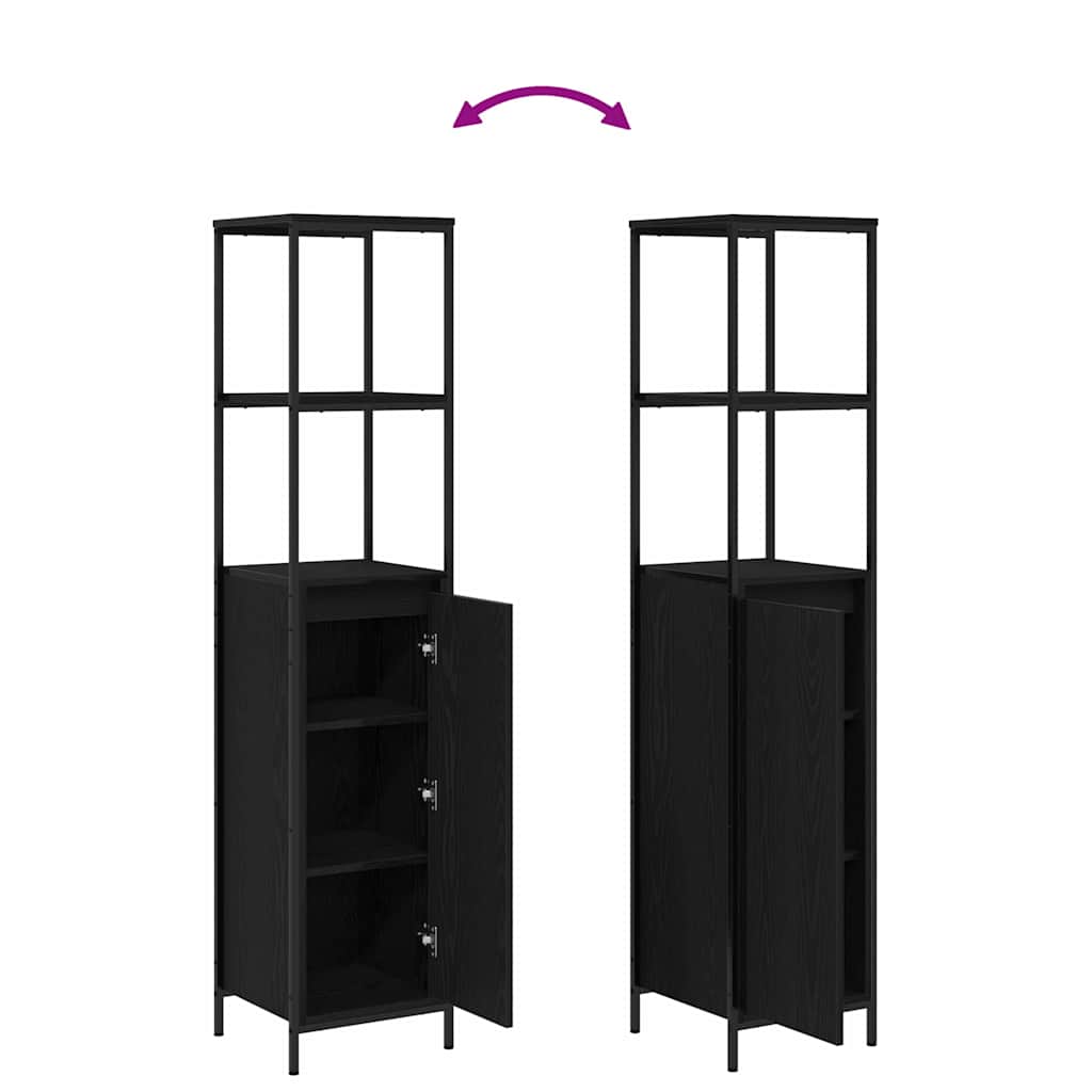 Bathroom Furniture Set with Shelf Wall-mounted 3 pcs Black oak