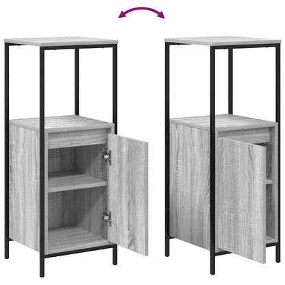 Bathroom Furniture Set with Shelf 5 pcs Grey sonoma and Black