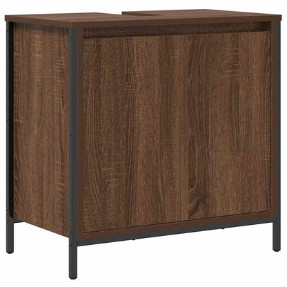 Bathroom Furniture Set with Shelf 3 pcs Brown oak and Black