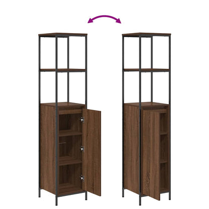 Bathroom Furniture Set with Shelf 3 pcs Brown oak and Black