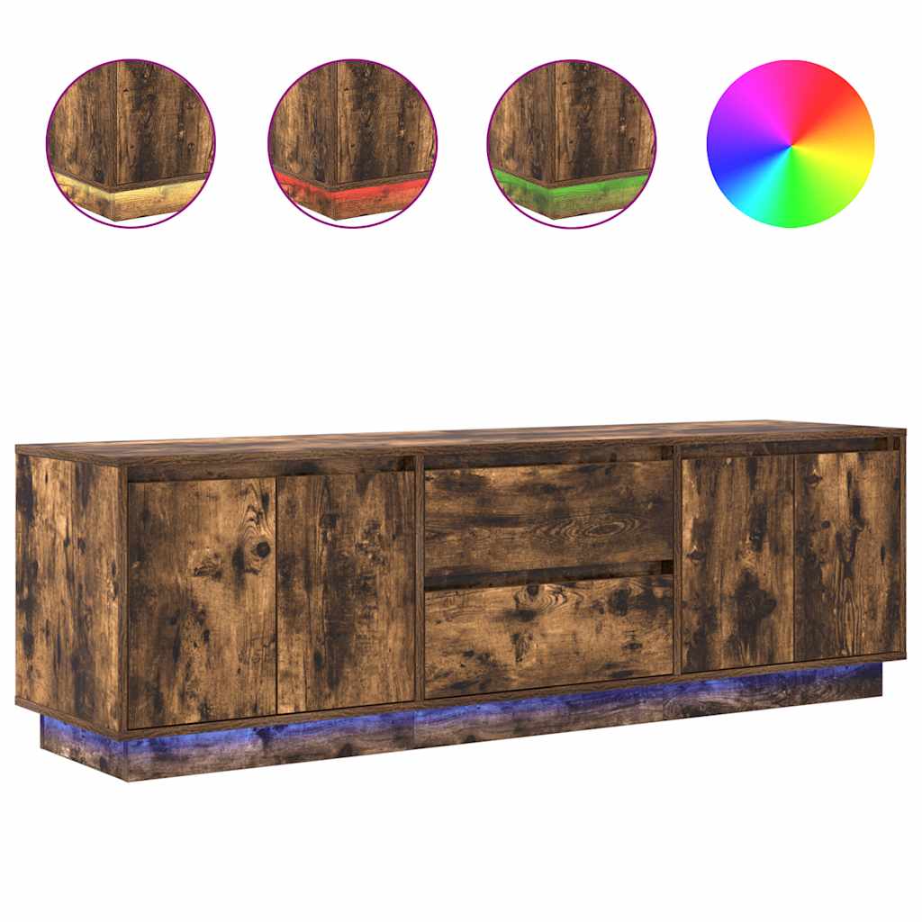 TV Cabinet with LED Lights Smoked Oak 160.5x41x50 cm