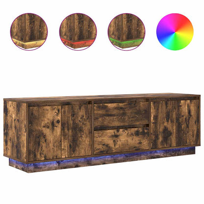 TV Cabinet with LED Lights Smoked Oak 160.5x41x50 cm