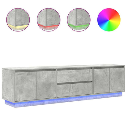 TV Cabinet with LED Lights Concrete Grey 193.5x41x50 cm