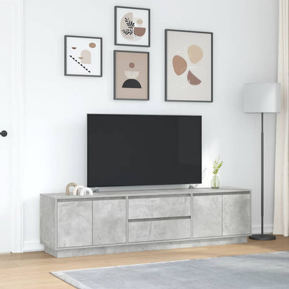 TV Cabinet with LED Lights Concrete Grey 193.5x41x50 cm