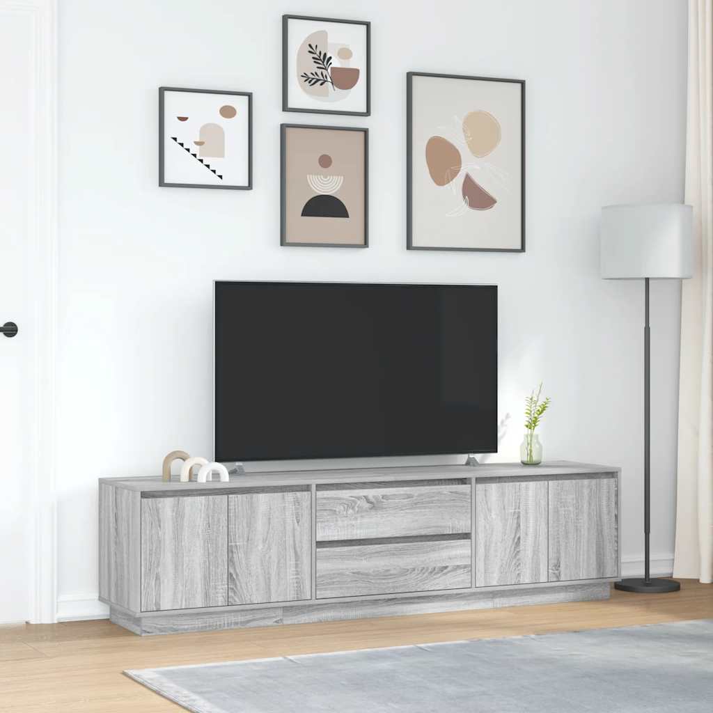 TV Cabinet with LED Lights Grey Sonoma 193.5x41x50 cm