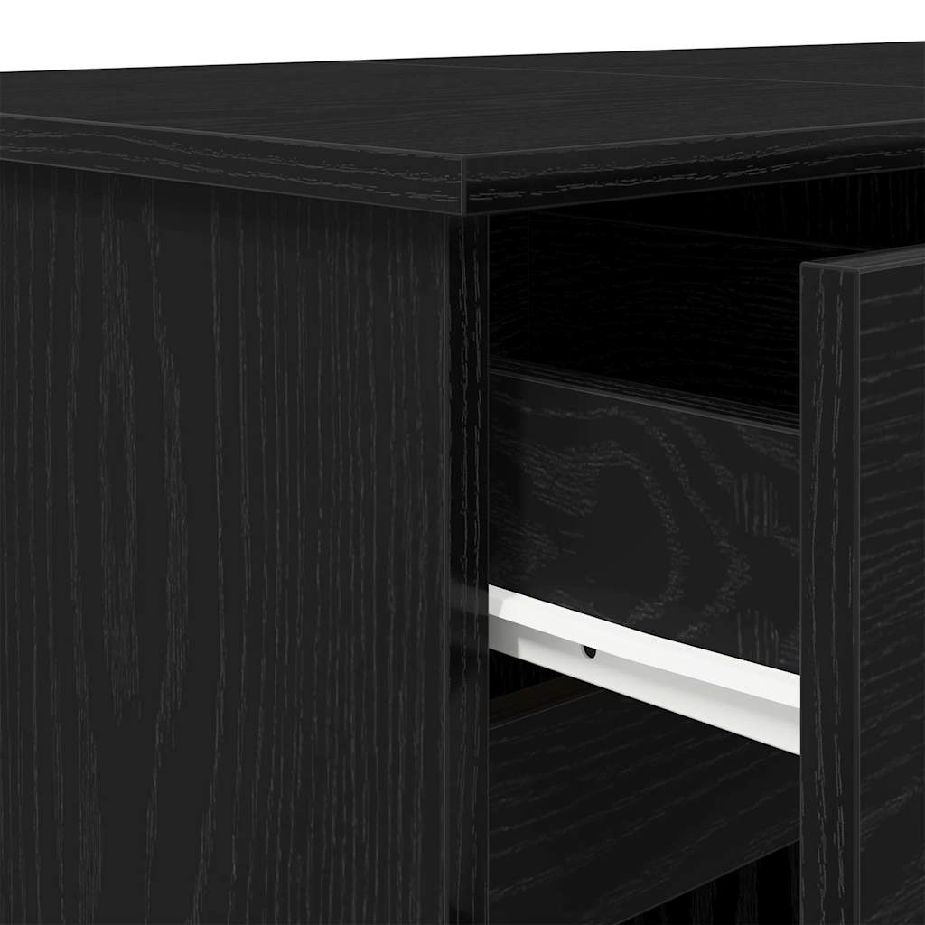 Desk with Drawer Black oak 140 x 49 x 76 cm Engineered wood