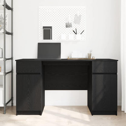 Desk with Drawer Black oak 140 x 49 x 76 cm Engineered wood
