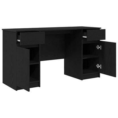 Desk with Drawer Black oak 140 x 49 x 76 cm Engineered wood