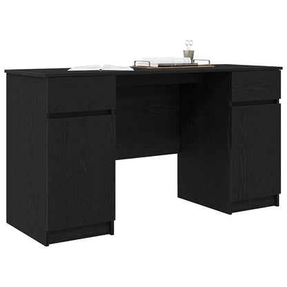 Desk with Drawer Black oak 140 x 49 x 76 cm Engineered wood